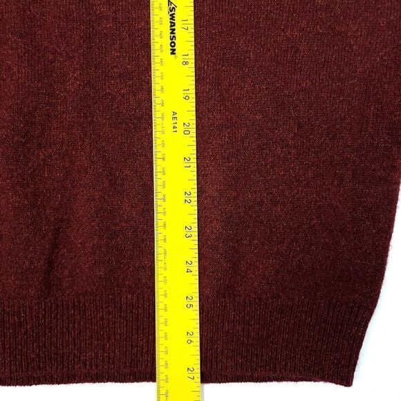 Club Room 100% Lambs Wool V-Neck Sweater Mens Large Maroon Lightweight Preppy - Picture 6 of 7